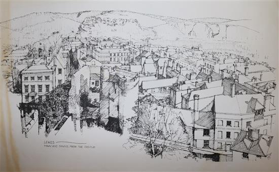 A folio of assorted views of Lewes and Environs, largest 30 x 42cm